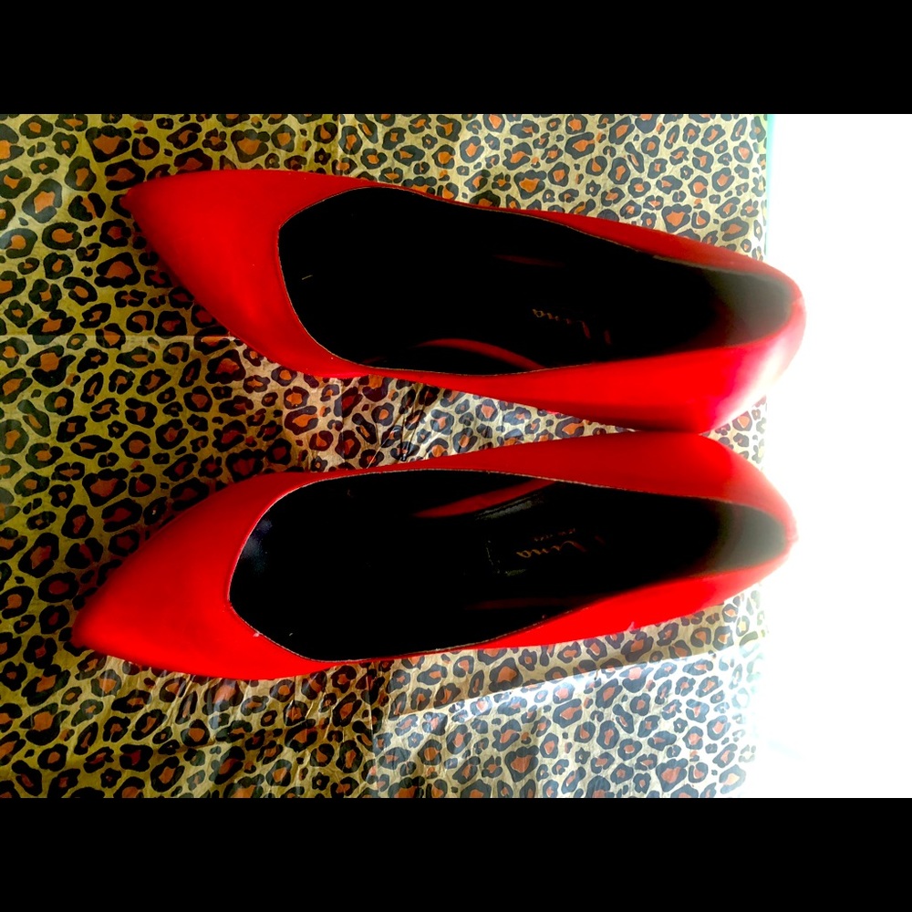 Dressy red platform heels